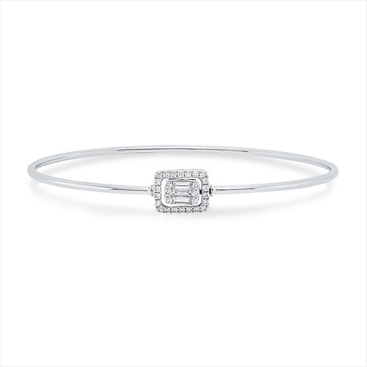 Armreif 18 kt WG, 3 Bag. 0,11 ct, TW-vsi, 28 Brill. 0,18 ct, TW-si