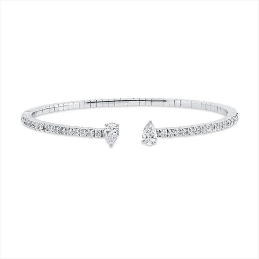Armreif 18 kt WG, 2 Tropfen 0,95 ct, F-si, 32 Brill. 1,32 ct, F-si