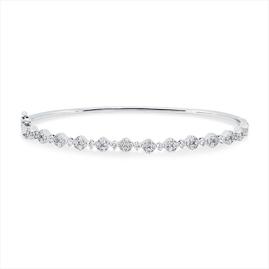 Armreif 18 kt WG, 52 Brill. 0,70 ct, TW-si, 12 Brill. 0,31 ct, TW-si, 13 Brill. 0,07 ct, TW-si