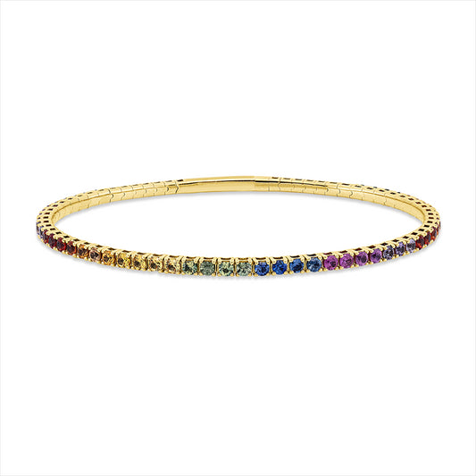 Armreif 14 kt GG, 52 Saphire 3,28 ct fancy