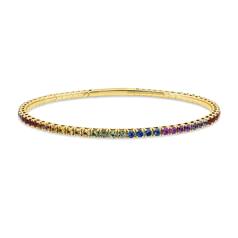 Armreif 14 kt GG, 52 Saphire 3,28 ct fancy