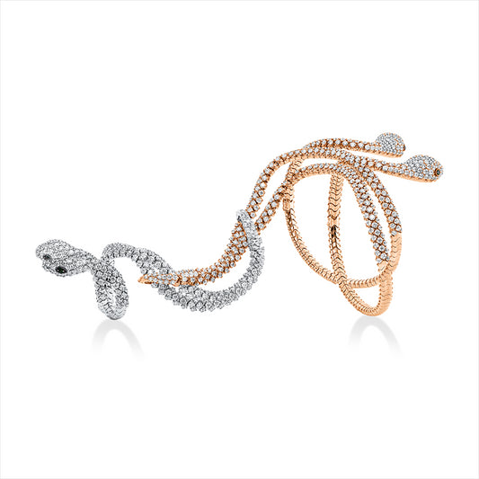 Armreif 18 kt RG+WG, 494 Brill. 11,43 ct, TW-vsi, 4 Tsavorith 0,08 ct grün