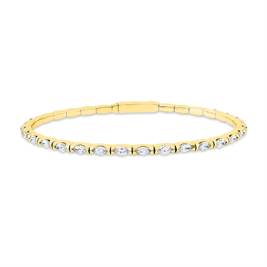 Armreif 14 kt GG, 30 Nav. 2,81 ct, TW-si