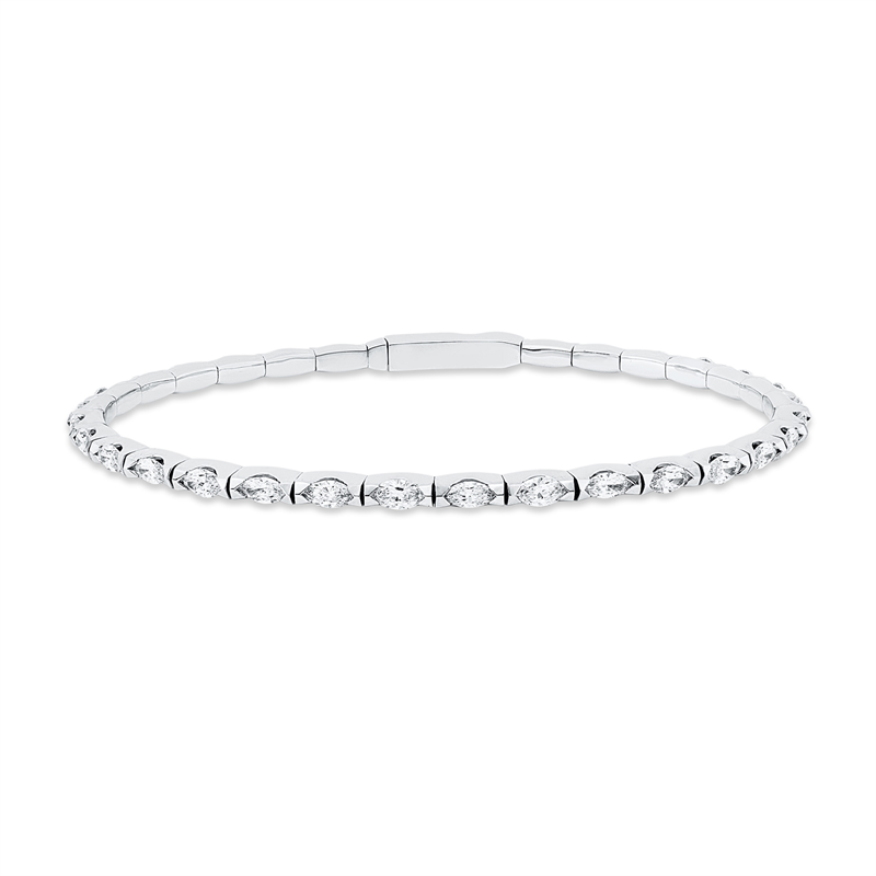 Armreif 14 kt WG, 30 Nav. 2,81 ct, TW-si