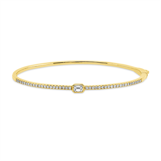 Armreif 18 kt GG, 1 Sm.schliff 0,25 ct, TW-si, 42 Brill. 0,40 ct, TW-si