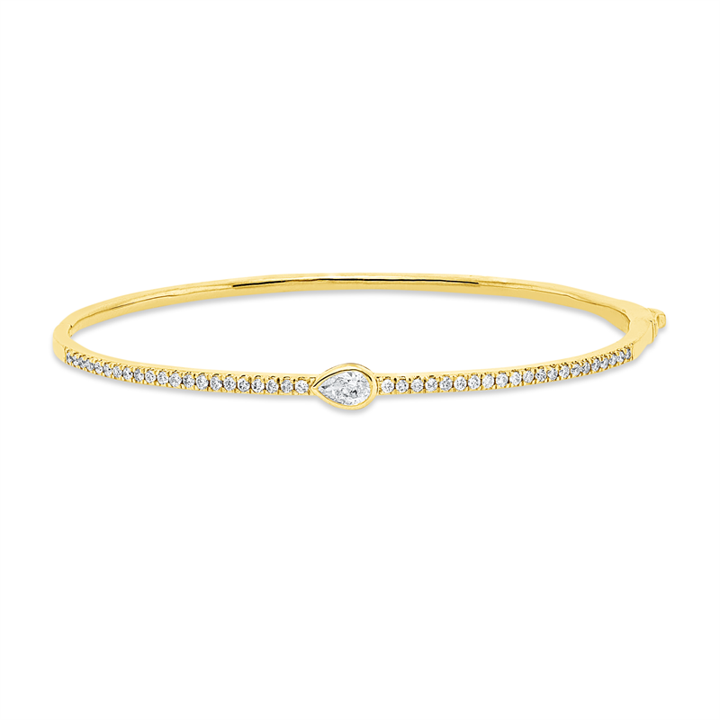 Armreif 18 kt GG, 1 Tropfen 0,26 ct, TW-si, 42 Brill. 0,39 ct, TW-si