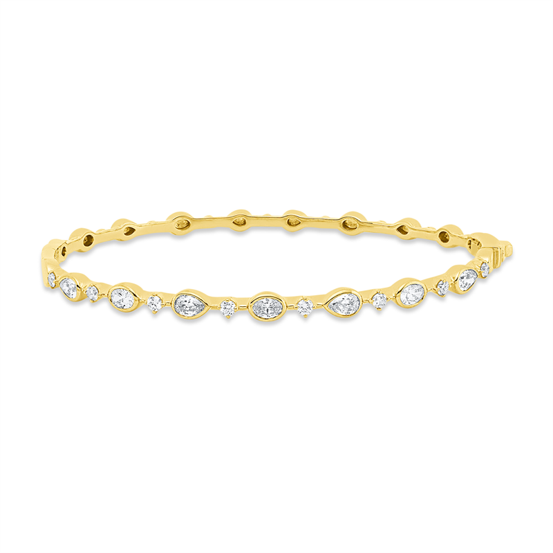 Armreif 18 kt GG, 3 Oval 0,39 ct, TW-si, 4 Tropfen 0,56 ct, TW-si, 8 Brill. 0,30 ct, TW-si