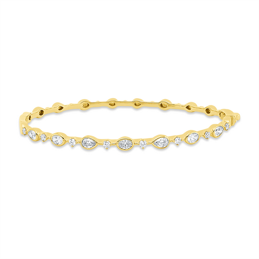 Armreif 18 kt GG, 3 Oval 0,39 ct, TW-si, 4 Tropfen 0,56 ct, TW-si, 8 Brill. 0,30 ct, TW-si