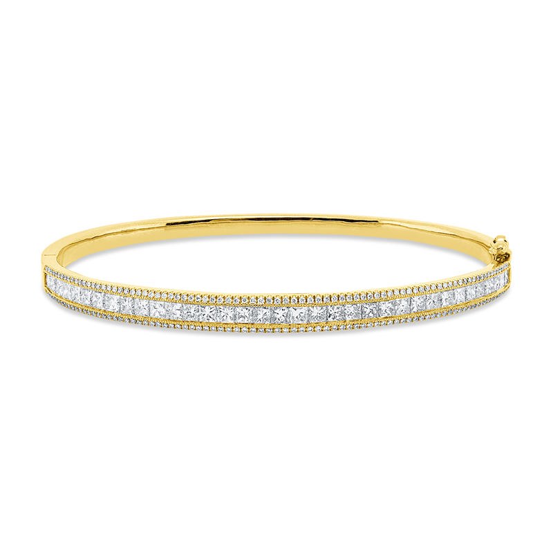 Armreif 18 kt GG, 35 Princ. 2,59 ct, TW-vsi, 166 Brill. 0,32 ct, TW-vsi