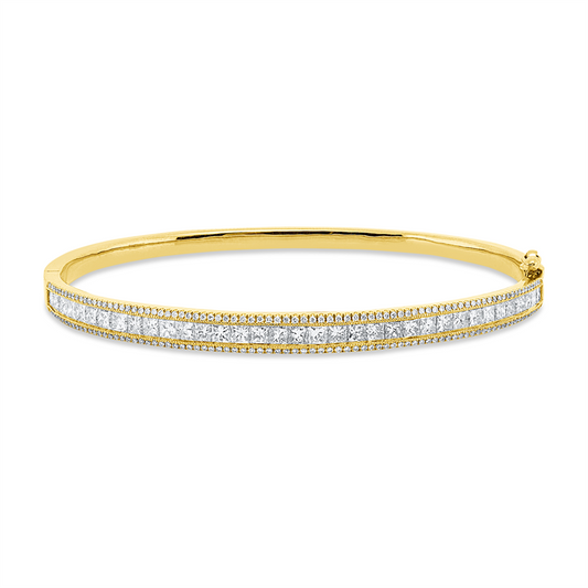 Armreif 18 kt GG, 35 Princ. 2,59 ct, TW-vsi, 166 Brill. 0,32 ct, TW-vsi