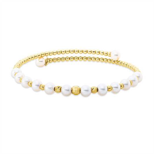 Armreif 18 kt GG, 14 ZP weiß 4,5 mm