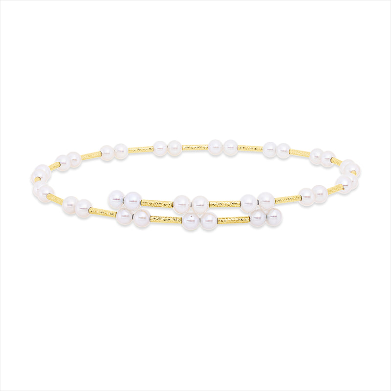 Armreif 18 kt GG, 36 SW weiß 3 mm, H:48,0 mm, B:58,0 mm