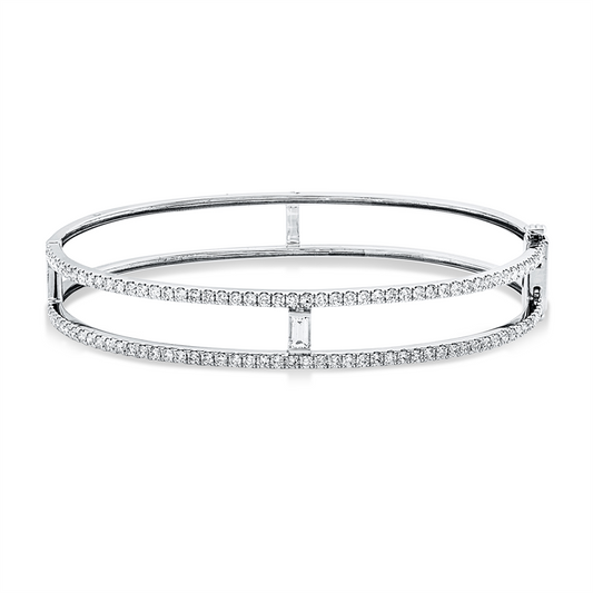 Armreif 18 kt WG, 1 Bag. 0,11 ct, TW-si, 104 Brill. 1,53 ct, TW-si