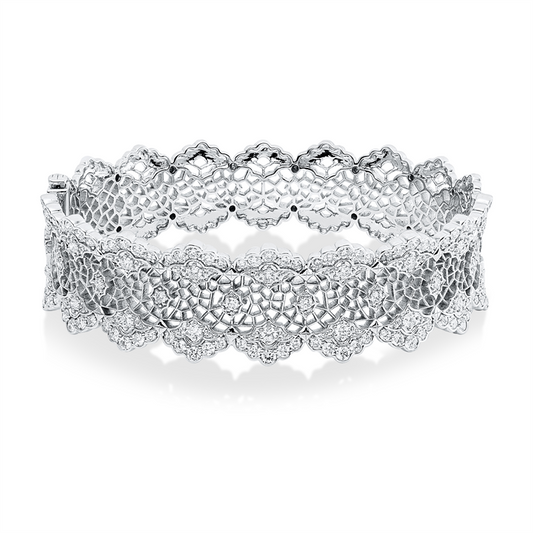 Armreif 18 kt WG, 42 Brill. 0,72 ct, TW-si, 72 Brill. 2,10 ct, TW-si
