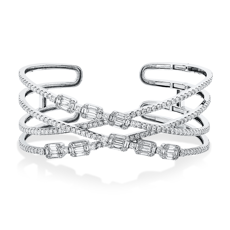 Armreif 18 kt RG, 205 Brill. 2,28 ct, TW-si, 40 Bag. 1,26 ct, TW-si