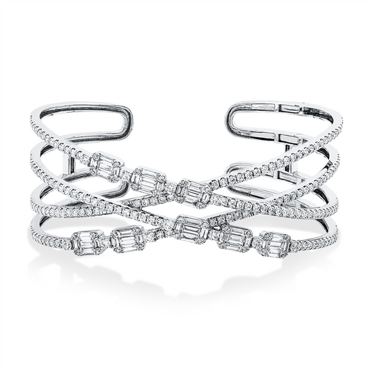 Armreif 18 kt RG, 205 Brill. 2,28 ct, TW-si, 40 Bag. 1,26 ct, TW-si