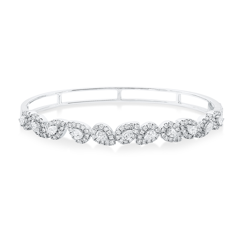 Armreif 18 kt WG, 11 Tropfen 1,03 ct, TW-vsi, 121 Brill. 1,22 ct, TW-si