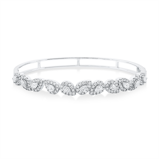 Armreif 18 kt WG, 11 Tropfen 1,03 ct, TW-vsi, 121 Brill. 1,22 ct, TW-si