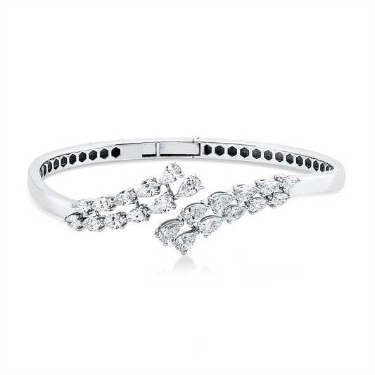 Armreif 18 kt WG, 22 Tropfen 2,59 ct, F-vsi