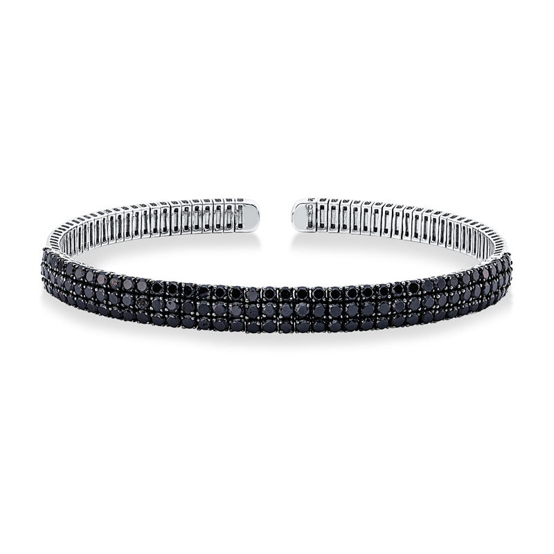 Armreif 18 kt WG, Fassung teils schwarz rhodinie, 114 Brill. 4,75 ct, schwarz