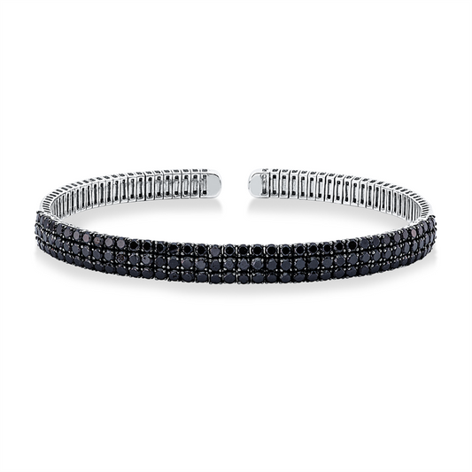 Armreif 18 kt WG, Fassung teils schwarz rhodinie, 114 Brill. 4,75 ct, schwarz