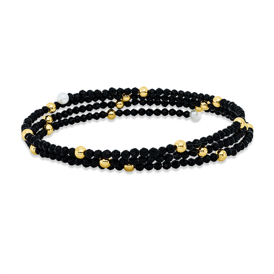 Armreif 18 kt GG, ABVERKAUF, 230 Spinel 34,50 ct schwarz, 2 SW weiß 3 mm