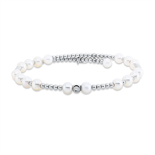 Armreif 18 kt WG, 18 ZP weiß 4,5 mm