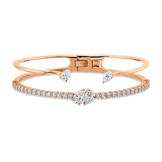 Armreif 18 kt RG, 4 Tropfen 1,42 ct, TW-vsi, 32 Brill. 1,26 ct, TW-si