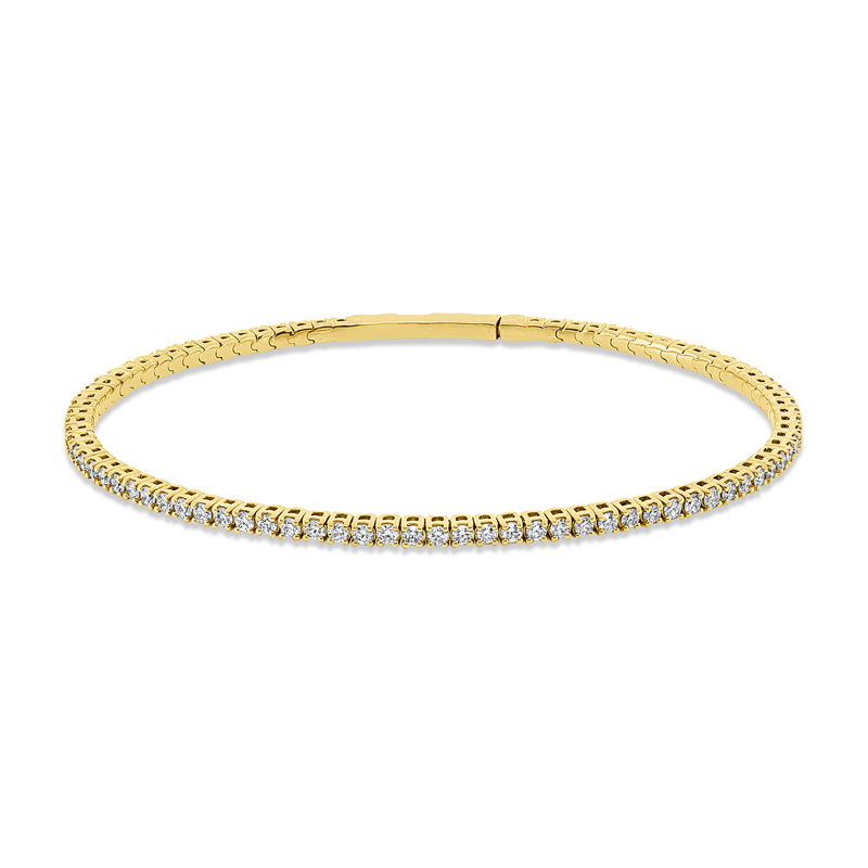 Armreif 18 kt GG, flexibel, 70 Brill. 1,77 ct, TW-si, 12 Brill. 0,27 ct, TW-si