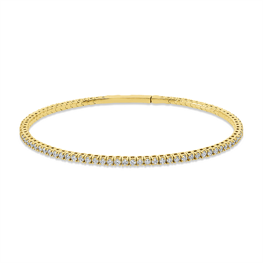 Armreif 18 kt GG, flexibel, 70 Brill. 1,77 ct, TW-si, 12 Brill. 0,27 ct, TW-si
