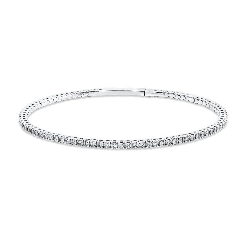 Armreif 18 kt WG, flexibel, 70 Brill. 1,77 ct, TW-si, 12 Brill. 0,27 ct, TW-si