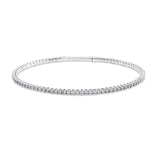 Armreif 18 kt WG, flexibel, 70 Brill. 1,77 ct, TW-si, 12 Brill. 0,27 ct, TW-si