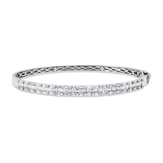 Armreif 14 kt WG, 89 Bag. 1,70 ct, F-vsi, 40 Brill. 0,20 ct, F-si