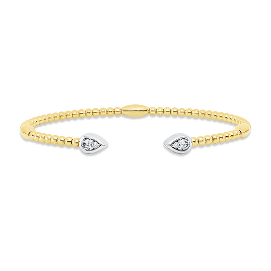 Armreif 14 kt GG+WG, 2 Brill. 0,17 ct, TW-pi, 2 Brill. 0,03 ct, TW-pi