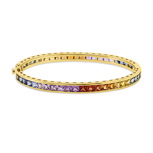 Armreif 18 kt GG, 46 Saphire 10,92 ct fancy