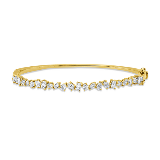 Armreif 18 kt GG,5 Ov.0,36ct, 5 Tro.0,34ct, 5 Bag.0,45ct, 5 Nav.0,23ct,TW-vsi, 5 Br.0,26ct,TW-si