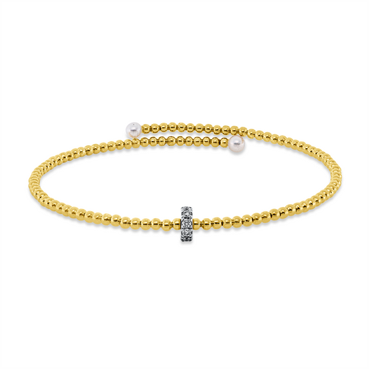 Armreif 18 kt GG+WG, 10 Brill. 0,15 ct, TW-si, 2 SW weiß 3 mm