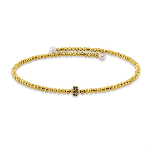 Armreif 18 kt GG+WG, 5 Brill. 0,03 ct, TW-si, 2 SW weiß 3 mm