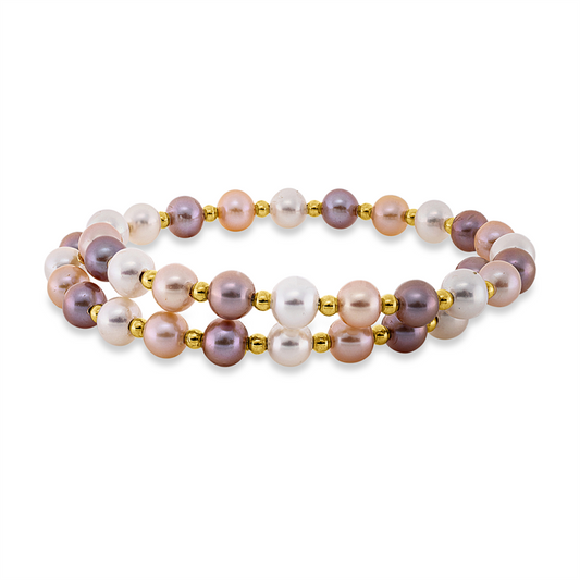 Armreif 18 kt GG, 12 SW orange 5,5 mm, 12 SW lila 5,5 mm, 12 SW weiß 5,5 mm