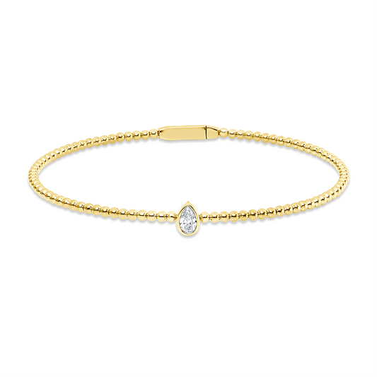Armreif 18 kt GG, 1 Tropfen 0,20 ct, TW-si