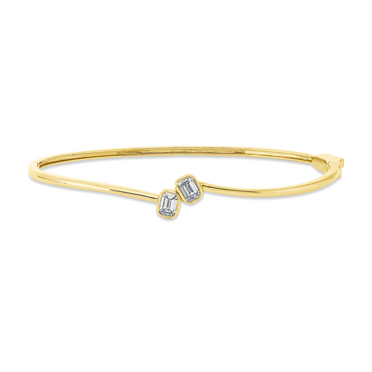 Armreif 18 kt GG, 2 Sm.schliff 0,54 ct, TW-si