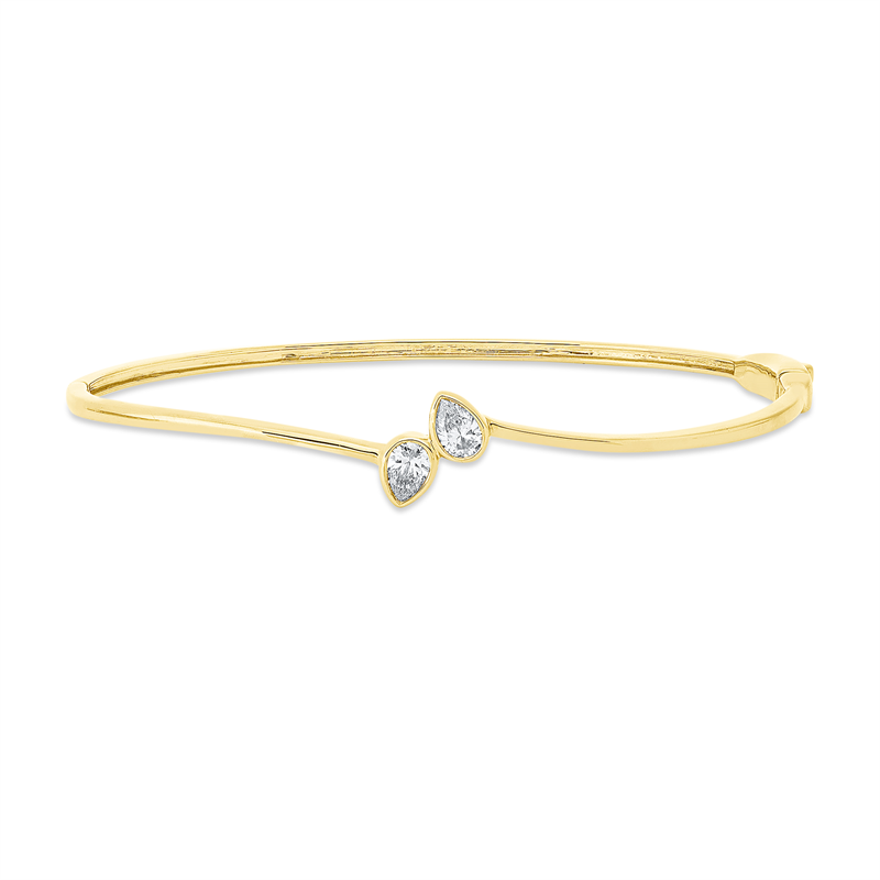 Armreif 18 kt GG, 2 Tropfen 0,47 ct, TW-si