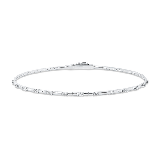 Armreif 18 kt WG, Flex-Band, variabel, rhodinier, 26 Brill. 0,22 ct, TW-vsi