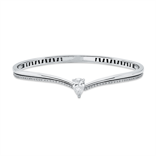 Armreif 18 kt WG, 1 Tropfen 0,80 ct, TW-vsi, 60 Brill. 0,35 ct, TW-vsi