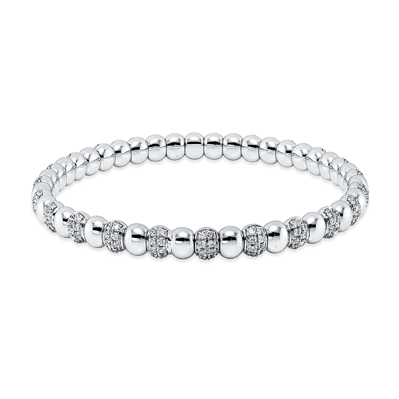 Armreif 14 kt WG, Flex-Band, variabel, 184 Brill. 1,63 ct, TW-si