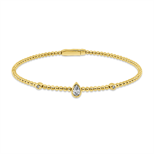 Armreif 18 kt GG, 1 Tropfen 0,22 ct, TW-si, 2 Brill. 0,03 ct, TW-si
