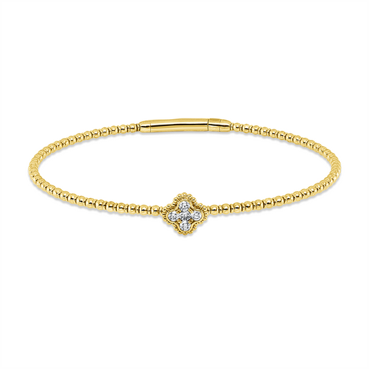 Armreif 18 kt GG, 1 Brill. 0,05 ct, TW-pi, 4 Brill. 0,13 ct, TW-pi