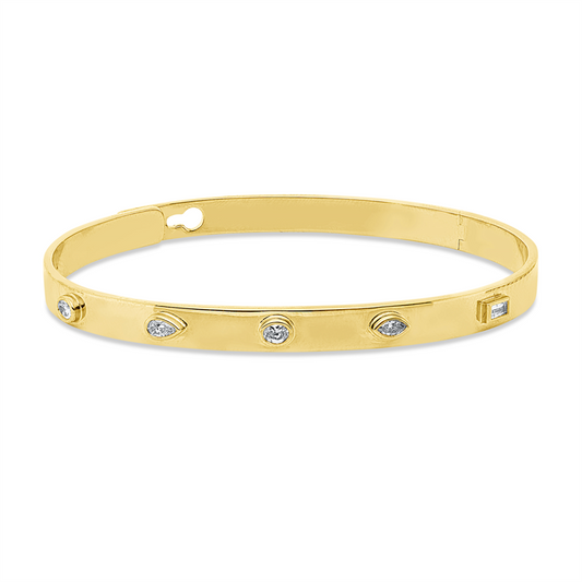 Armreif 18 kt GG, 5 Fant-Schl. 0,35 ct, W-vsi/si