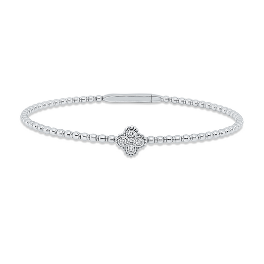 Armreif 18 kt WG, 4 Brill. 0,10 ct, TW-si, 1 Brill. 0,04 ct, TW-si