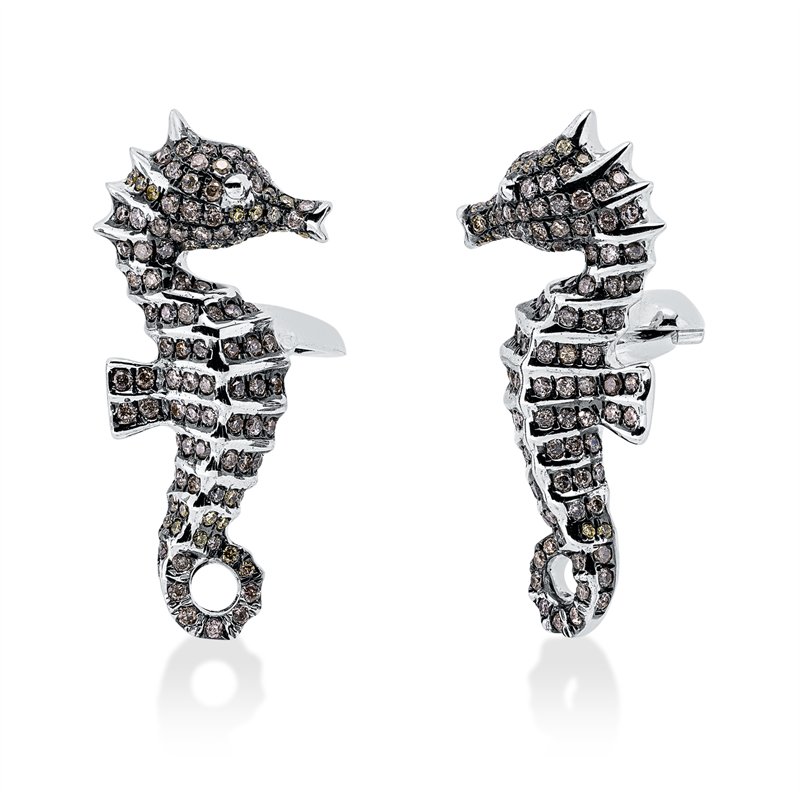 Manschette 18 kt WG, Fassung teils schwarz rhodinie, 212 Brill. 1,37 ct, fancy-pi